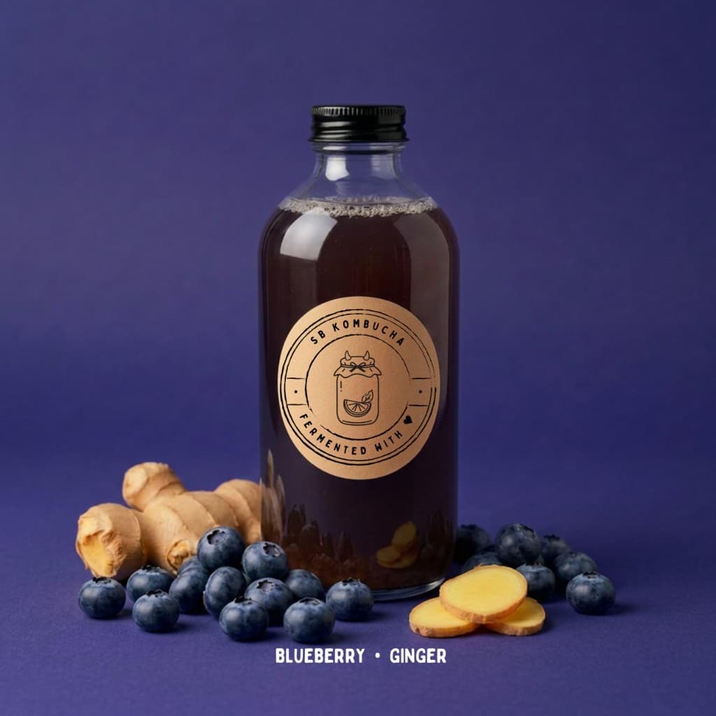 Blueberry Ginger kombucha bottle